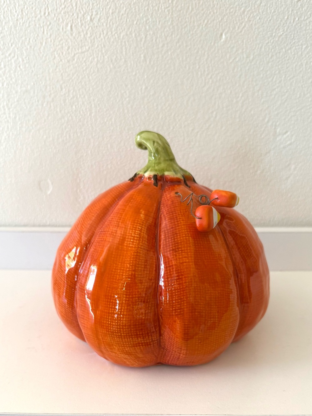 Blue Sky Clayworks 2018 Stitched Pumpkin Heather Goldminc Halloween Ceramic - Picture 3 of 5